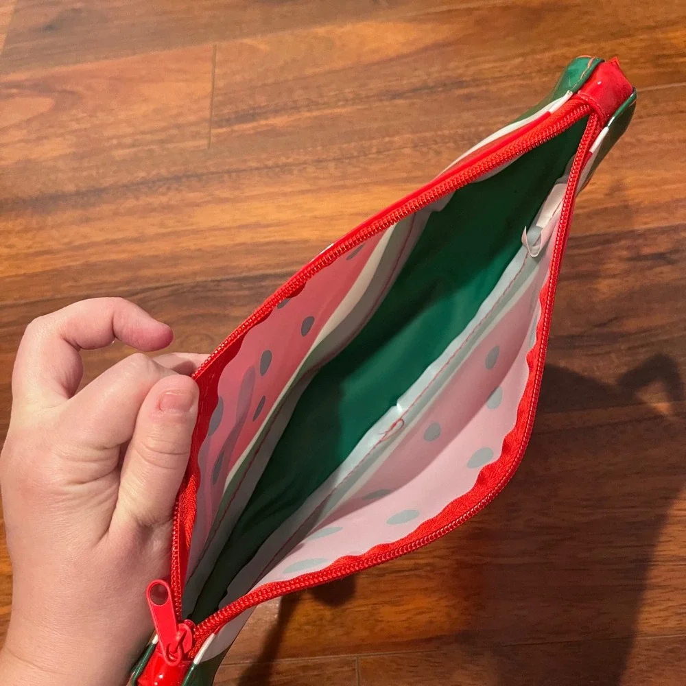 Morgan Home Watermelon Slice Cosmetic Bag Vinyl Makeup Pouch Red Green Summer